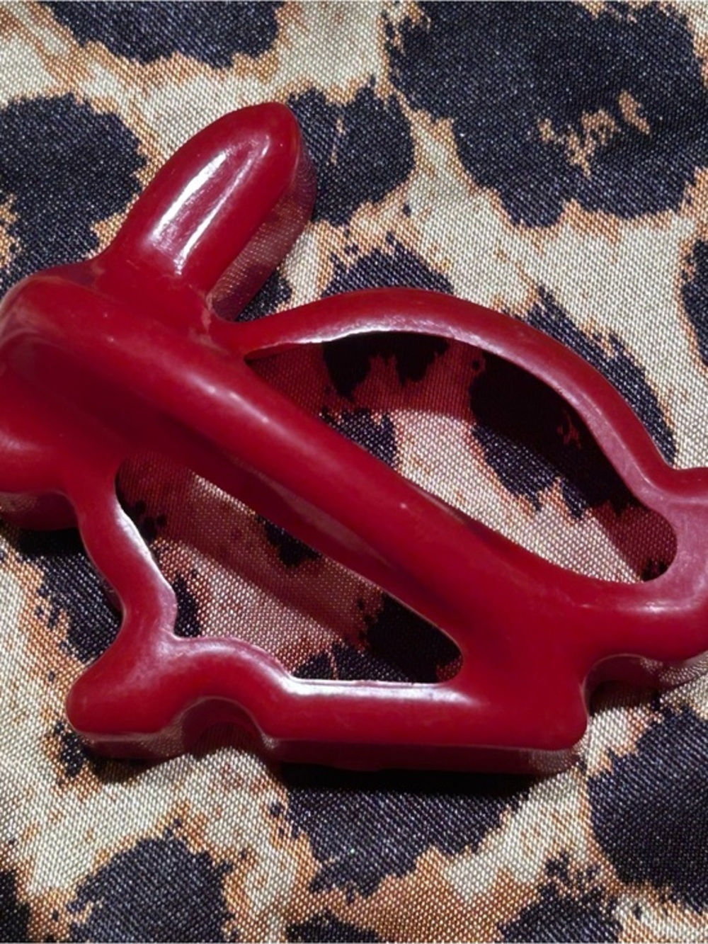 Red Bunny Plastic Cookie Cutter with Handle